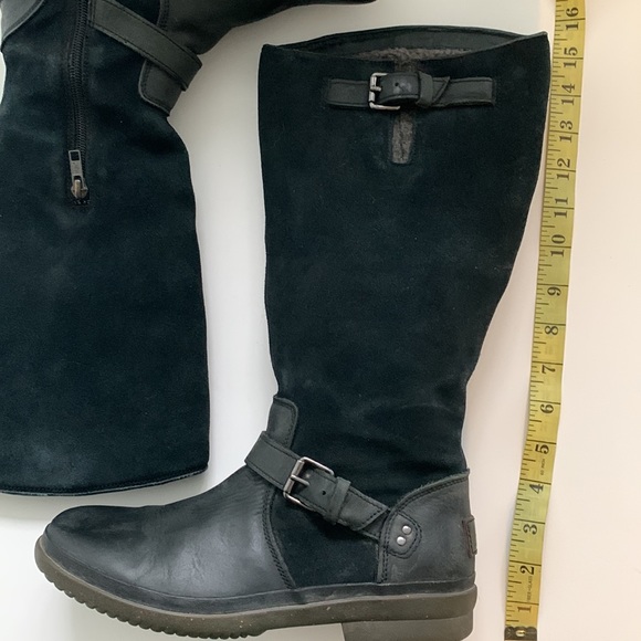 UGG - US 8 tall black boots suede and leather thick lined insulated wate… - Picture 4 of 12